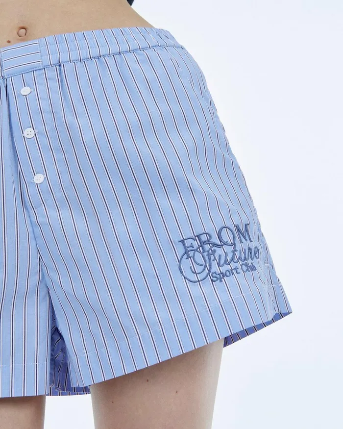 Women Shorts From Future Poplin Shorts Sky Blue Striped