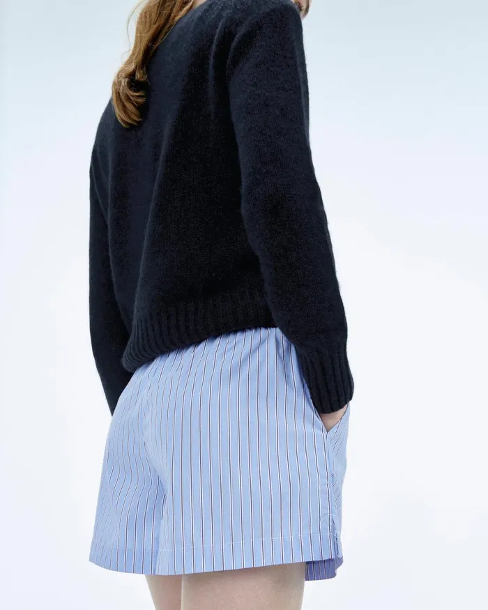 Women Shorts From Future Poplin Shorts Sky Blue Striped