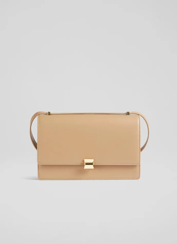 Women Shoulder Bags LKBennett Ottie Camel Vegan Leather Shoulder Bag