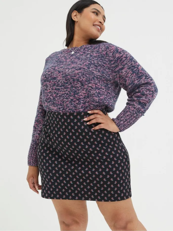 Women Skirts Fat Face Black Jennie Floral Geo Jersey Skirt