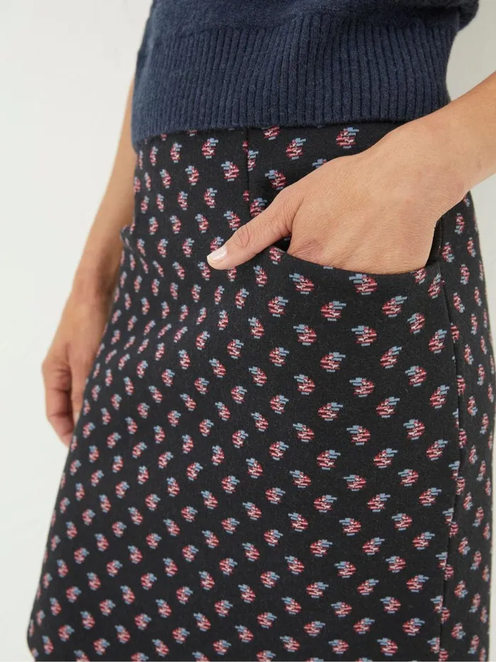 Women Skirts Fat Face Black Jennie Floral Geo Jersey Skirt