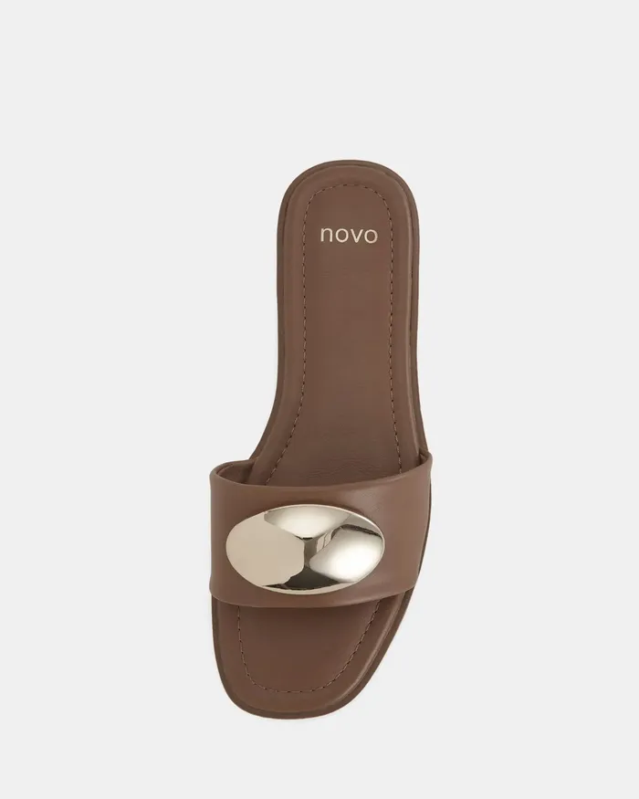 Women Slides NOVO Shoes SIERA CARAMEL Sandals