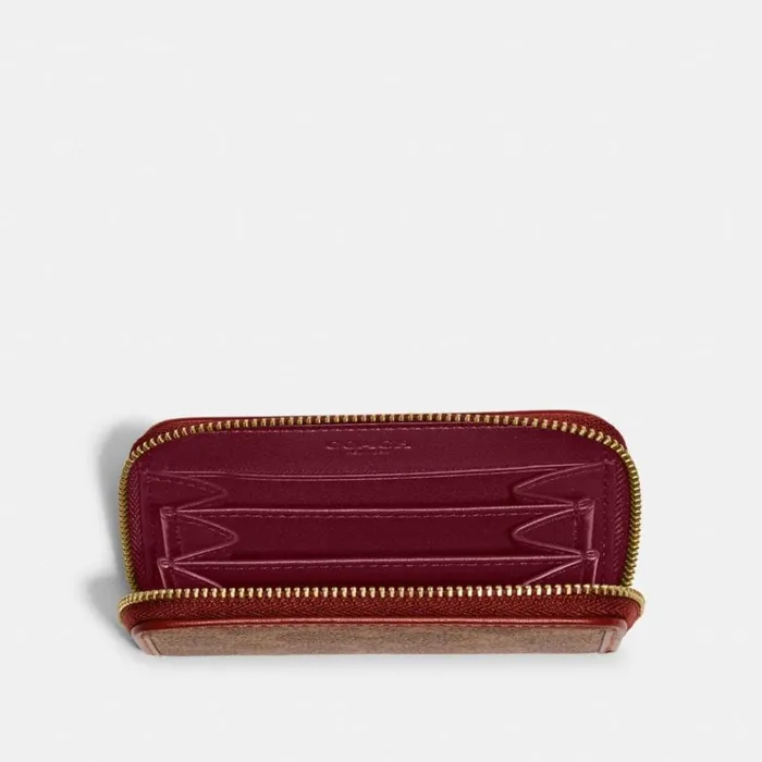 Women Small Wallets Coach Small Zip Around Card Case In Signature Canvas Brasstanrust Women Small Wallets Coach Small Zip Around Card Case In Signature Canvas Brasstanrust