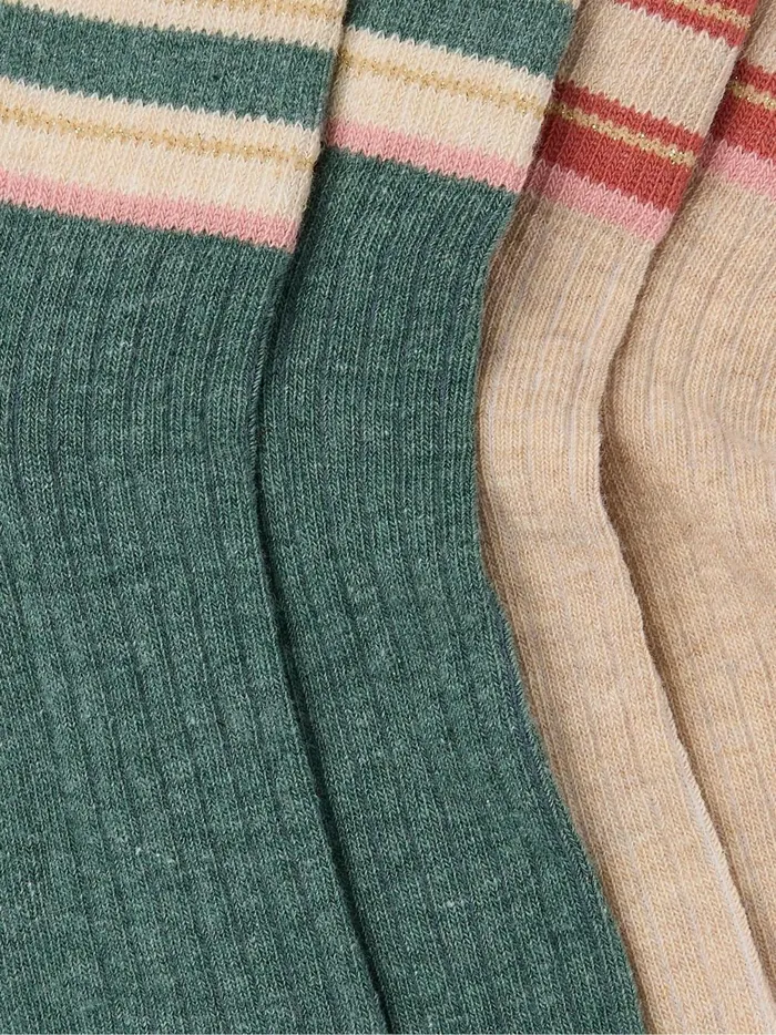 Women Socks and Tights Fat Face Green Sia Stripe Socks 2 Pack
