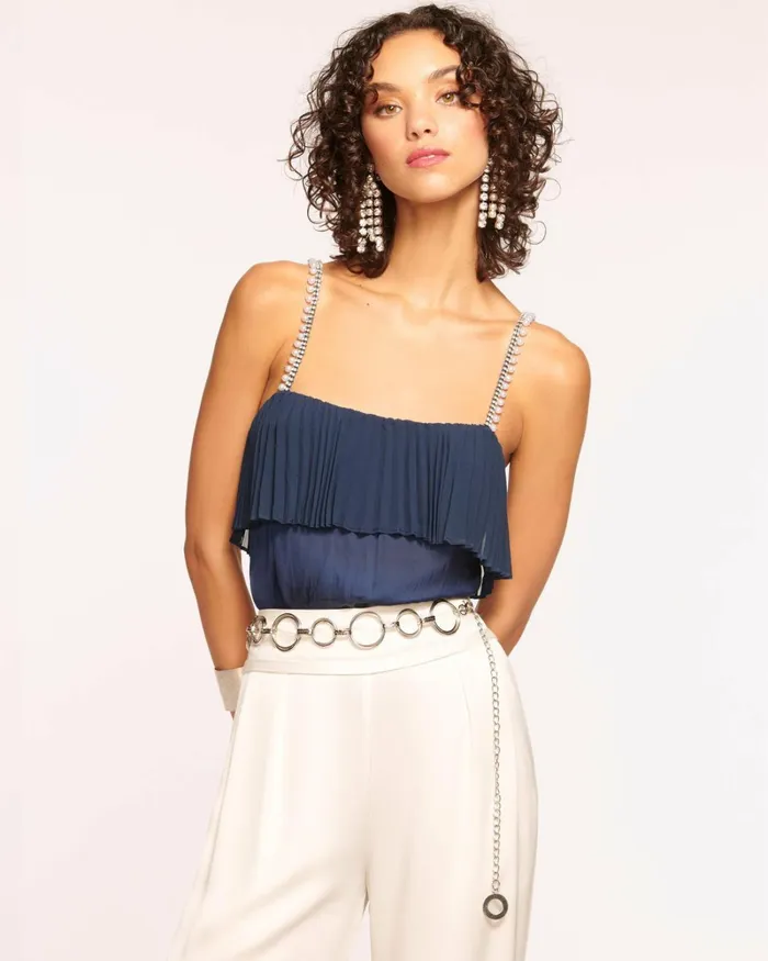 Women Stephanie Embellished Tank Top Navy Ramy Brook Tops