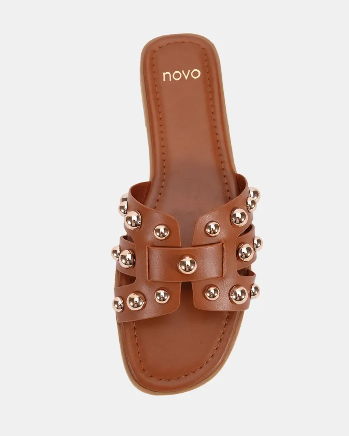 Women SULLIVAN CARAMEL Slides NOVO Shoes