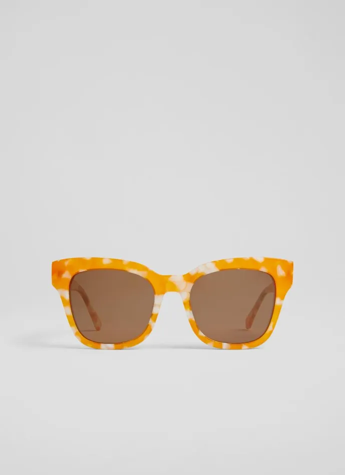 Women Sunglasses LKBennett Sabella Yellow TortoiseEffect Acetate Sunglasses