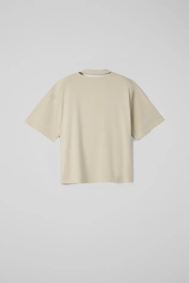 Women TShirt Beige Organic Cotton TShirt Camper Jersey Women TShirt Beige Organic Cotton TShirt Camper Jersey