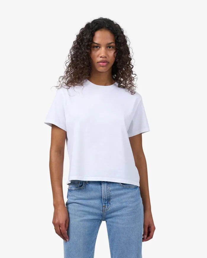 Women TShirts Colorful Standard Organic Boxy Crop Tee Ivory White