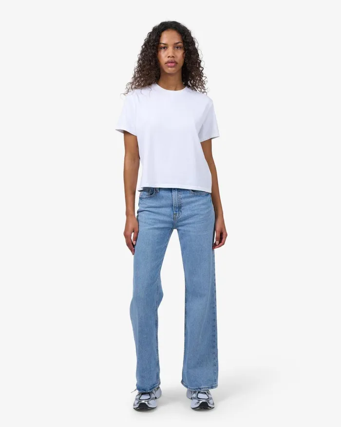 Women TShirts Colorful Standard Organic Boxy Crop Tee Ivory White