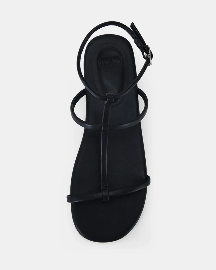 Women TATHRA BLACK Sandals Flat Sandals NOVO Shoes