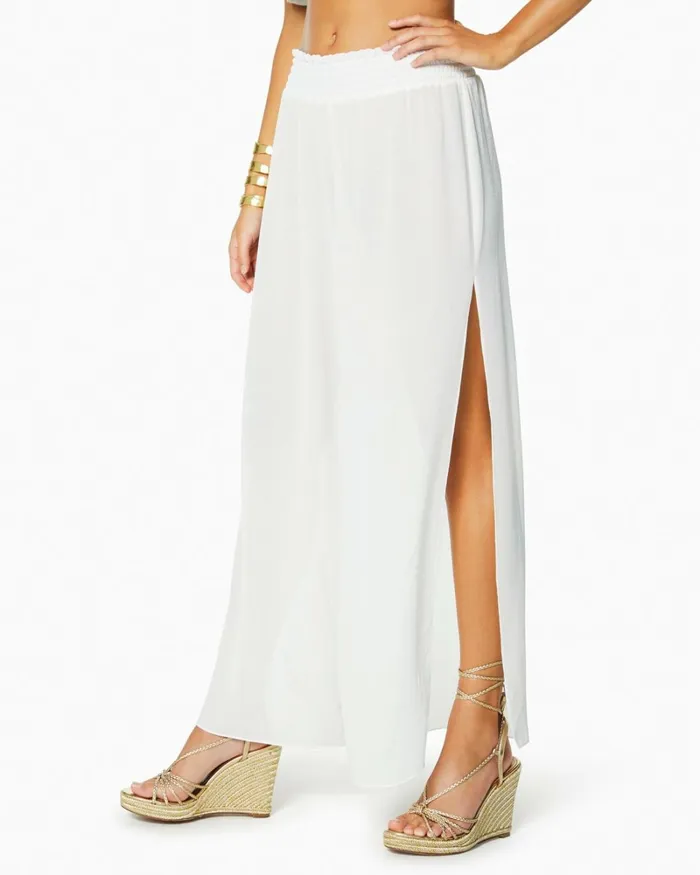 Women Textured Athena Palazzo Pant White Ramy Brook Swimwear