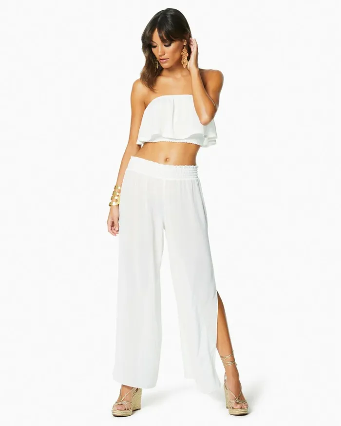 Women Textured Athena Palazzo Pant White Ramy Brook Swimwear Women Textured Athena Palazzo Pant White Ramy Brook Swimwear