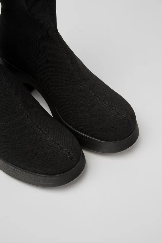Women Thelma TENCEL Black Textile Boots Camper Boots