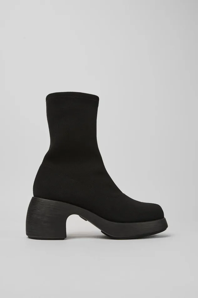 Women Thelma TENCEL Black Textile Boots Camper Boots Women Thelma TENCEL Black Textile Boots Camper Boots