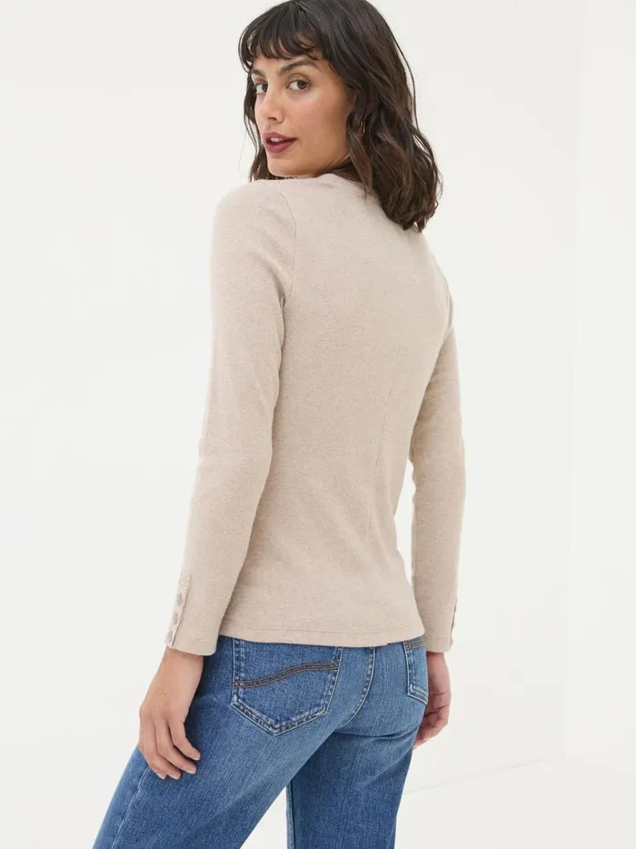 Women Tops and TShirts Fat Face Callie Oatmeal Long Sleeve Top