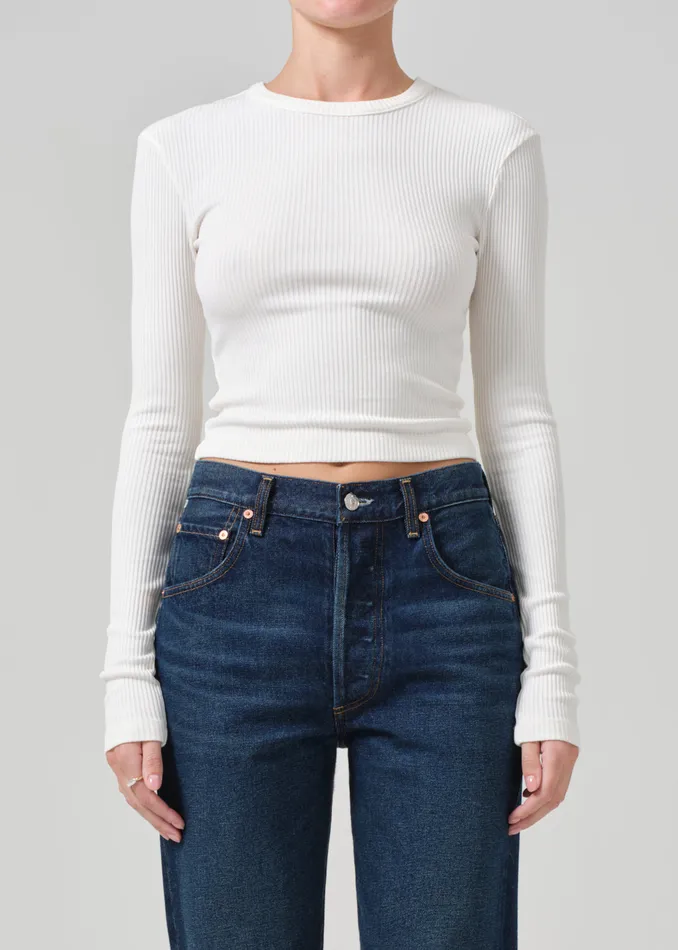 Women Tops Citizens Of Humanity Cropped Faena Crewneck In Pashmina