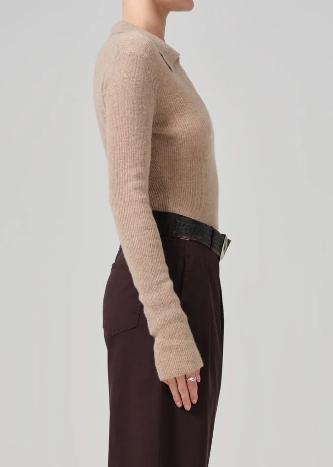 Women Tops Citizens Of Humanity Simone Polo Sweater In Fawn