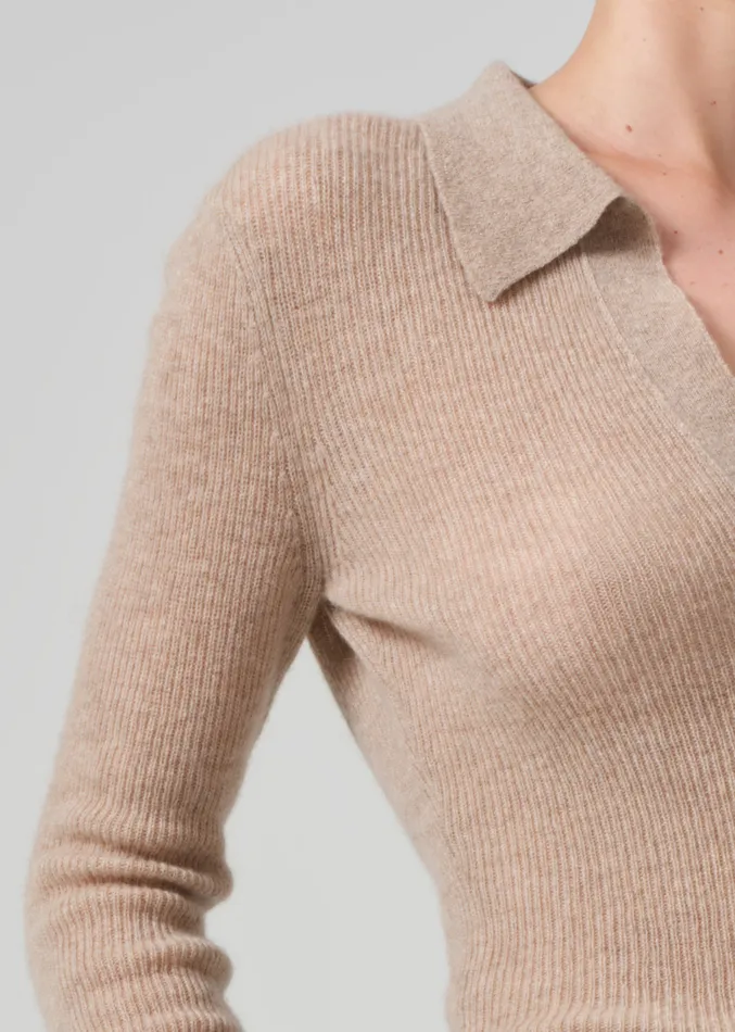 Women Tops Citizens Of Humanity Simone Polo Sweater In Fawn