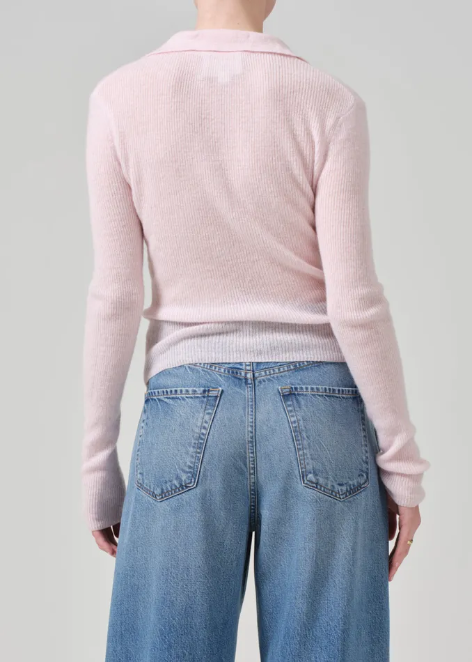 Women Tops Citizens Of Humanity Simone Polo Sweater In Slipper Pink