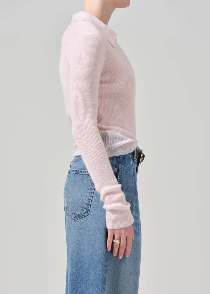 Women Tops Citizens Of Humanity Simone Polo Sweater In Slipper Pink