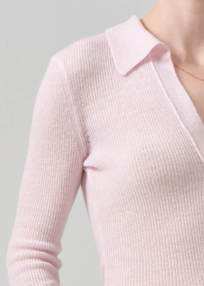 Women Tops Citizens Of Humanity Simone Polo Sweater In Slipper Pink