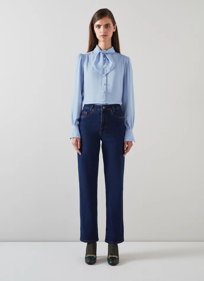 Women Tops LKBennett Hall Pale Blue TieNeck Blouse Light Blue Women Tops LKBennett Hall Pale Blue TieNeck Blouse Light Blue