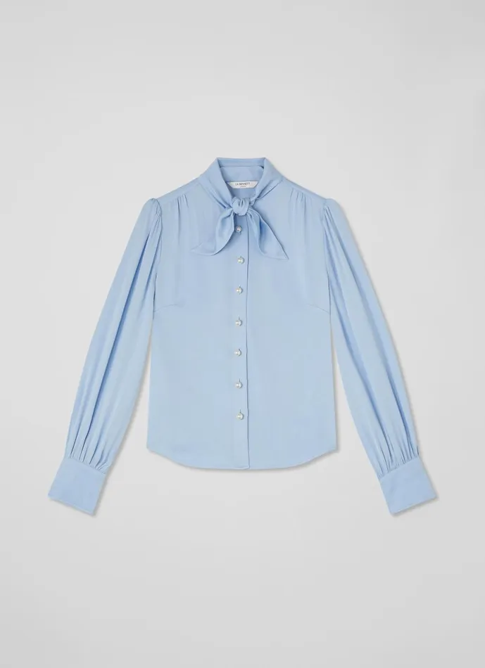 Women Tops LKBennett Hall Pale Blue TieNeck Blouse Light Blue Women Tops LKBennett Hall Pale Blue TieNeck Blouse Light Blue