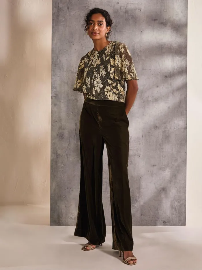 Women Trousers and Leggings Fat Face Ava Brown Velvet Trousers