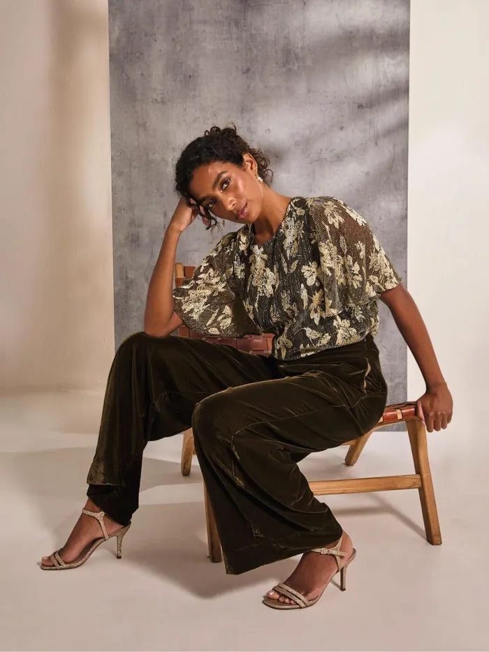 Women Trousers and Leggings Fat Face Ava Brown Velvet Trousers