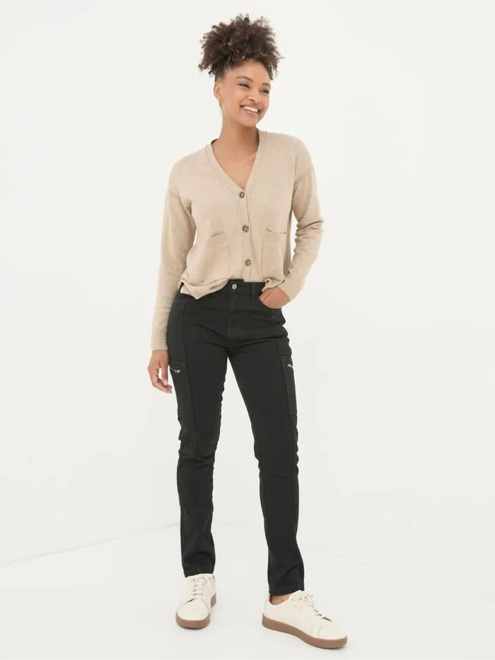 Women Trousers and Leggings Fat Face Malvern Black Cargo Trousers