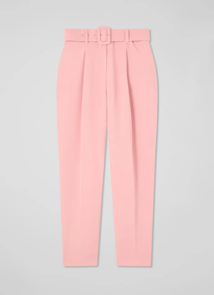 Women Trousers LKBennett Tabitha Petite Pink Crepe Cropped Trousers Rose