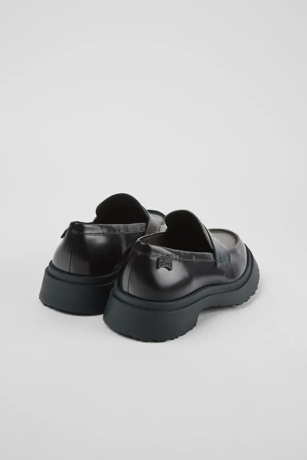 Women Twins Black And Gray Leather Loafers Camper Formal Shoes Women Twins Black And Gray Leather Loafers Camper Formal Shoes