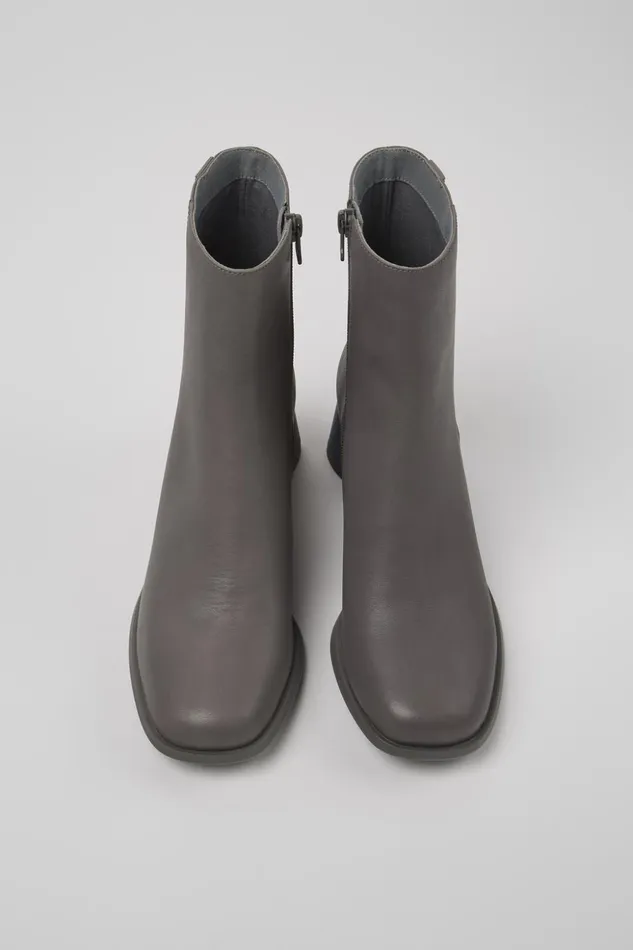 Women Twins Gray Leather Boots Camper Ankle Boots Women Twins Gray Leather Boots Camper Ankle Boots