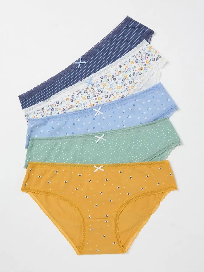 Women Underwear Fat Face Mini Multi Knickers 5 Pack