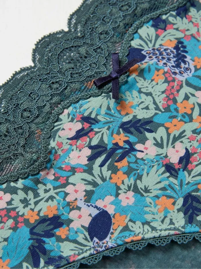 Women Underwear Fat Face Teal Blue Peacock Floral Mini Knickers