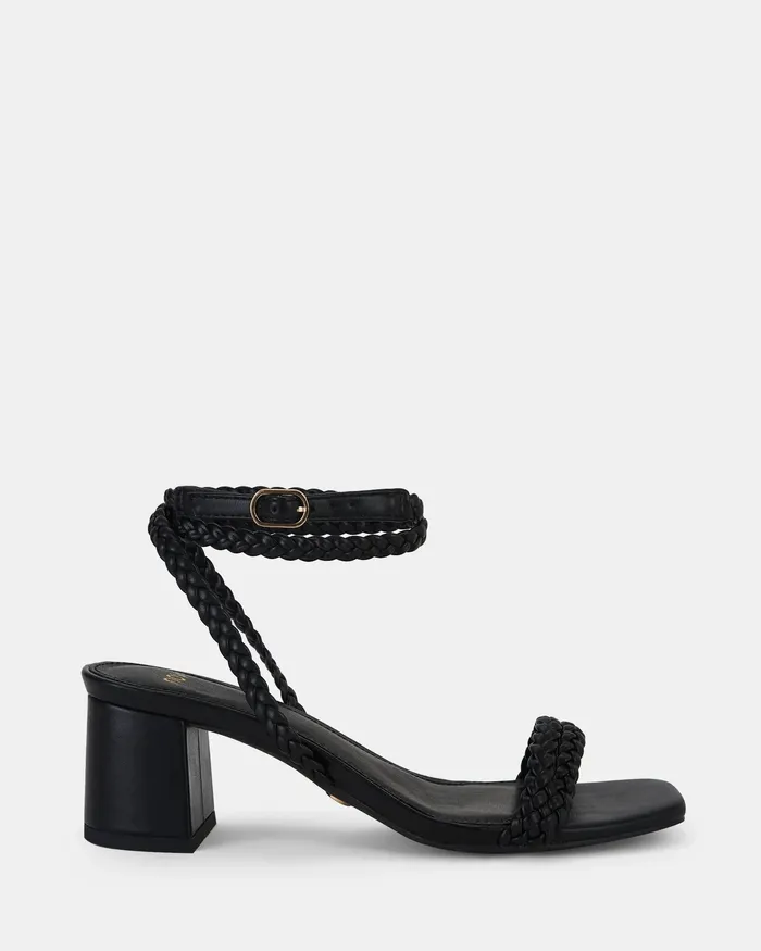 Women USUKI BLACK Open Toe Heels Party NOVO Shoes