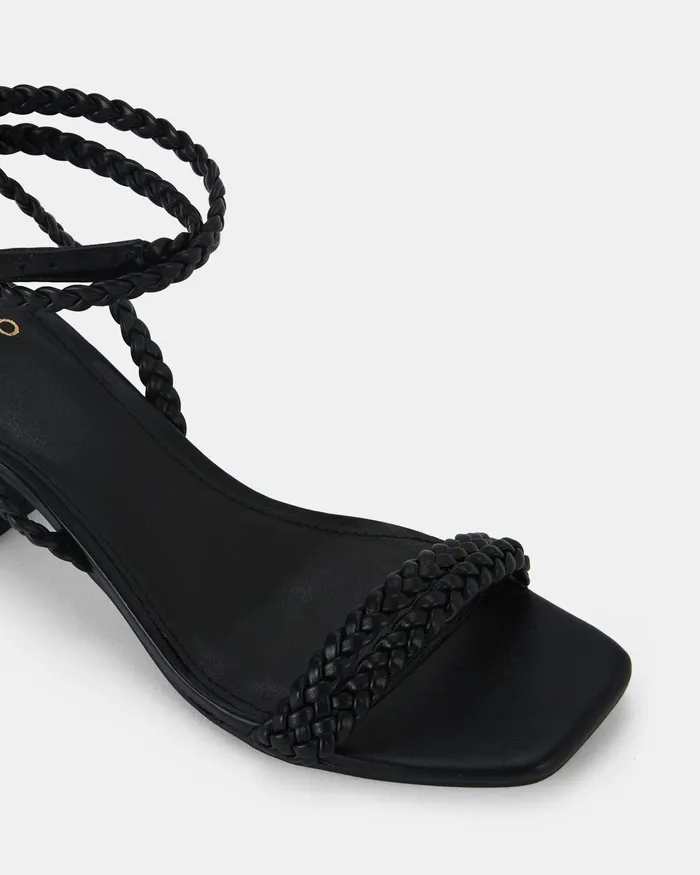 Women USUKI BLACK Open Toe Heels Party NOVO Shoes