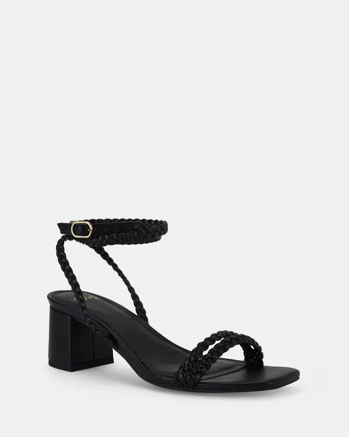 Women USUKI BLACK Open Toe Heels Party NOVO Shoes