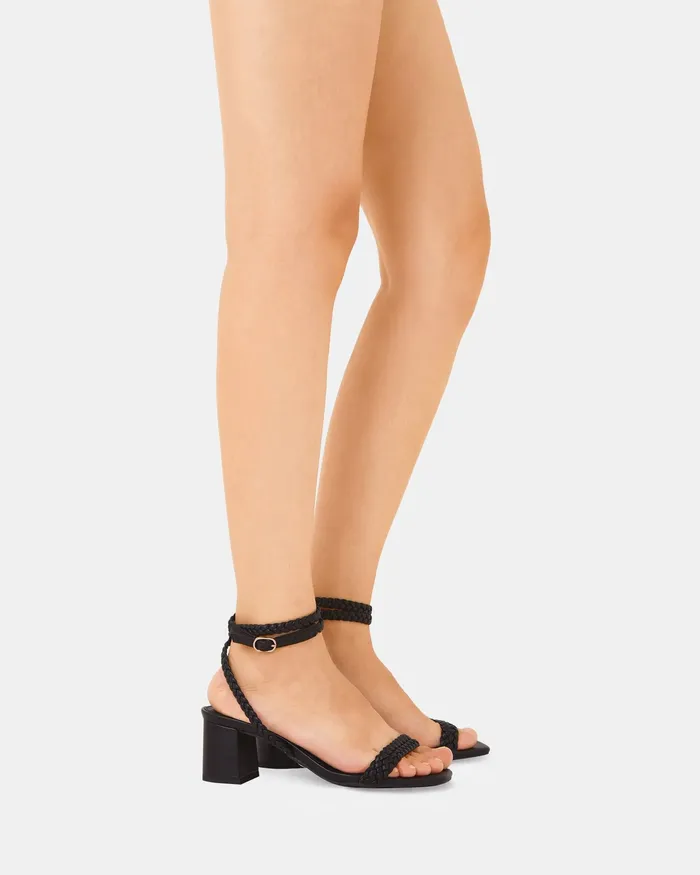 Women USUKI BLACK Open Toe Heels Party NOVO Shoes