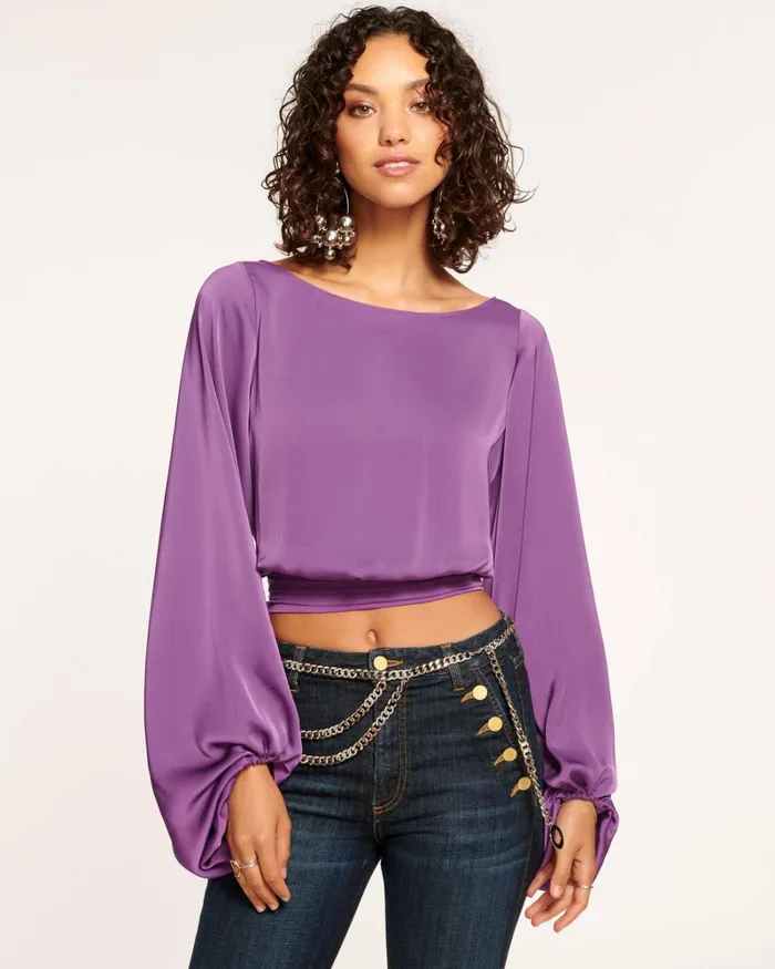 Women Vivian Long Sleeve Top Slate Grey Ramy Brook Tops