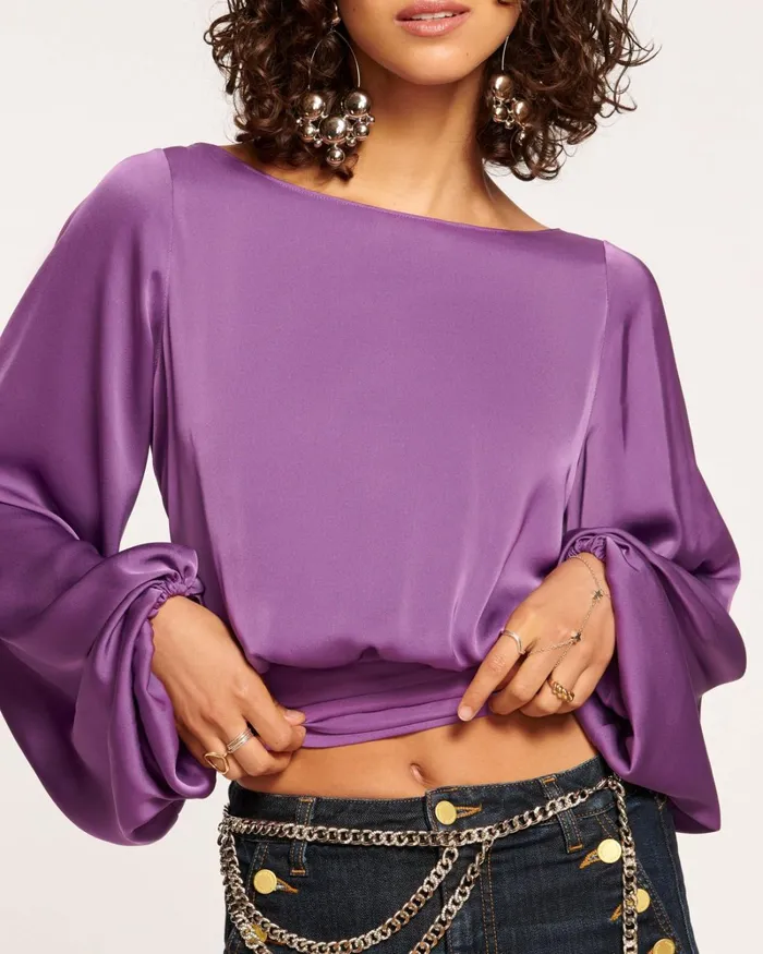 Women Vivian Long Sleeve Top Slate Grey Ramy Brook Tops Women Vivian Long Sleeve Top Slate Grey Ramy Brook Tops