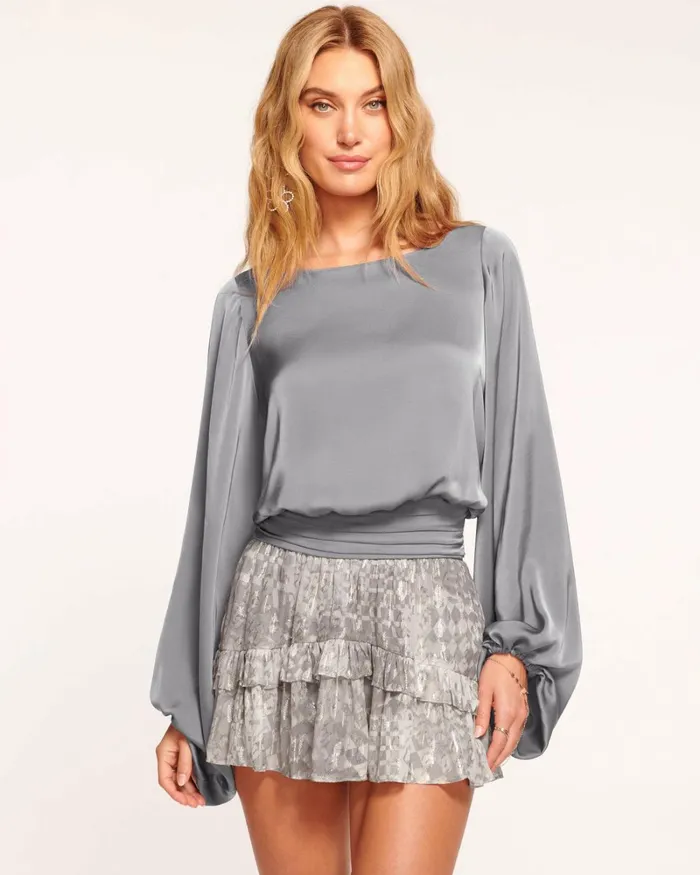 Women Vivian Long Sleeve Top Slate Grey Ramy Brook Tops Women Vivian Long Sleeve Top Slate Grey Ramy Brook Tops