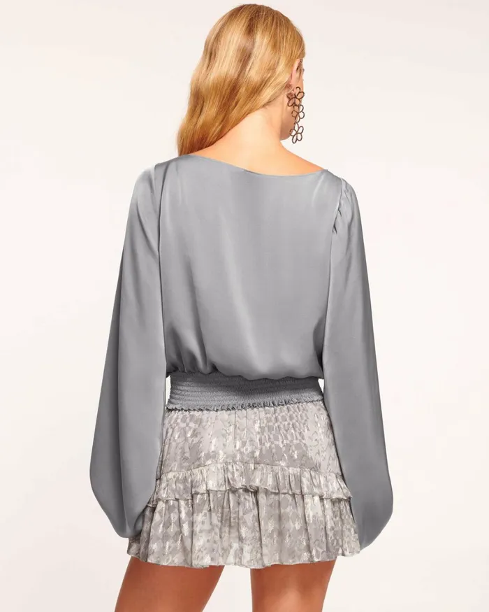 Women Vivian Long Sleeve Top Slate Grey Ramy Brook Tops Women Vivian Long Sleeve Top Slate Grey Ramy Brook Tops