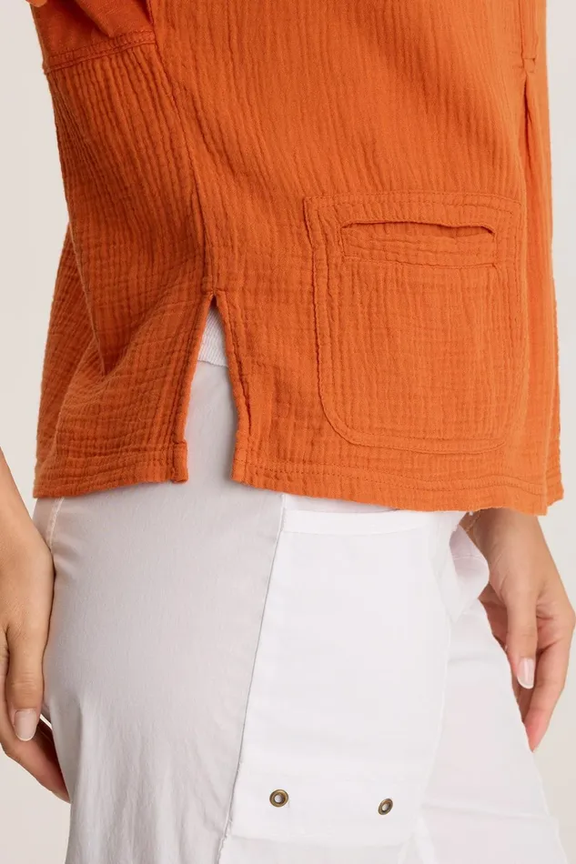 XCVI Anders Short Sleeve Collared Top Women ShirtsBlouses