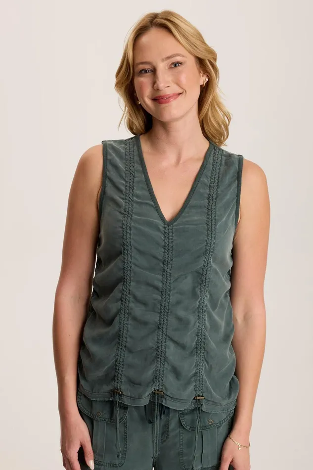 XCVI Mitzi Twill Cinched Cord Tank Women Tanks