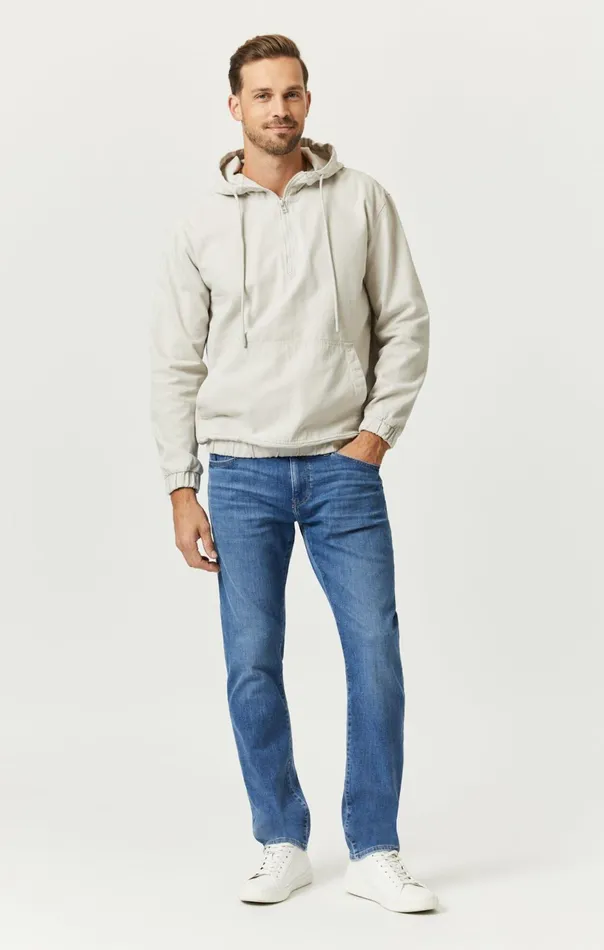 Zach Straight Leg In Mid Brushed Feather Blue Men Mavi Jeans Denim